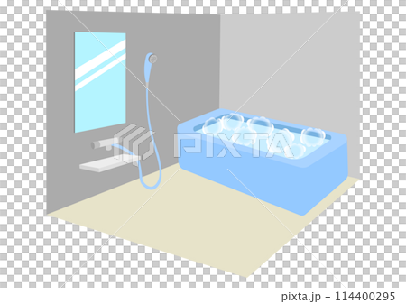 シャワーと浴槽があるお風呂の室内 114400295