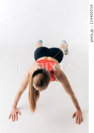 young active girl is taking part in sport competition 114400554