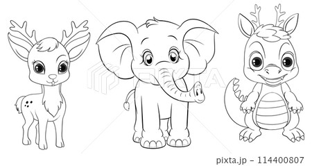 Cute Cartoon Animals Vector Illustration 114400807