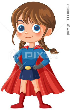Young Superhero Girl in Costumeのイラスト素材 [114400823] - PIXTA, 画像サイズ:287x450