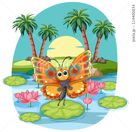 Colorful Butterfly Girl in Tropical Paradise Colorful Butterfly Girl in Tropical Paradise 114400834
