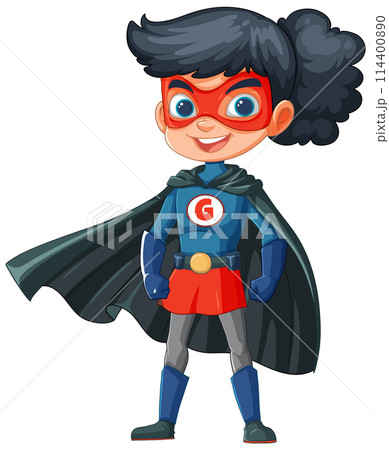 Superhero Girl in Dynamic Pose 114400890