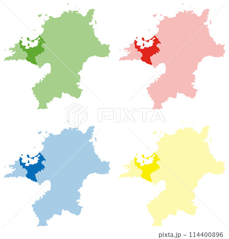 福岡県地図　福岡市強調　セット 114400896