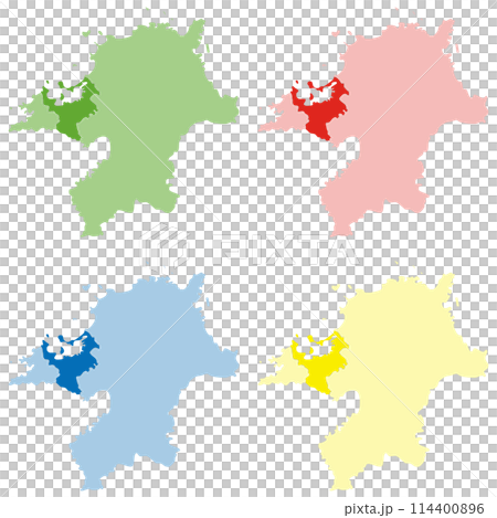 福岡県地図　福岡市強調　セット 114400896