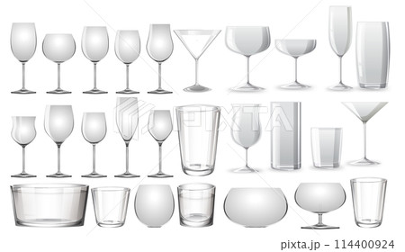 Variety of Glassware Collection Illustration Variety of Glassware Collection Illustration 114400924