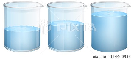 Graduated Water Levels in Beakers Graduated Water Levels in Beakers 114400938