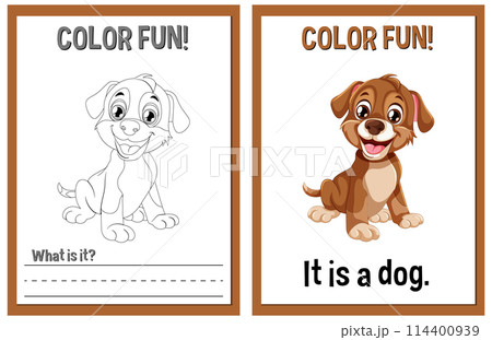 Color Fun Educational Dog Illustration 114400939