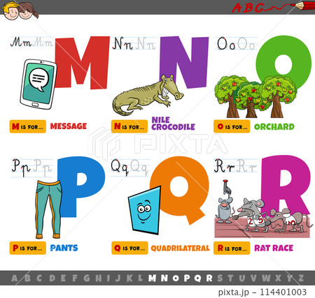 educational cartoon alphabet letters for children from M to R 114401003
