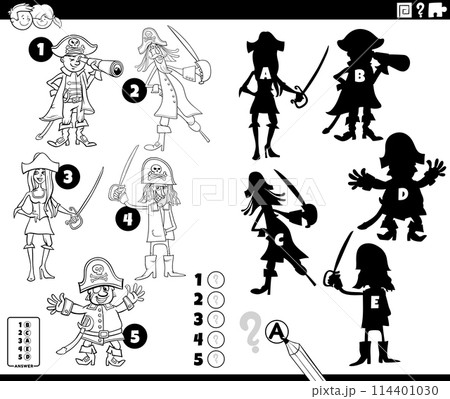 finding shadows activity with cartoon pirates coloring page finding shadows activity with cartoon pirates coloring page 114401030