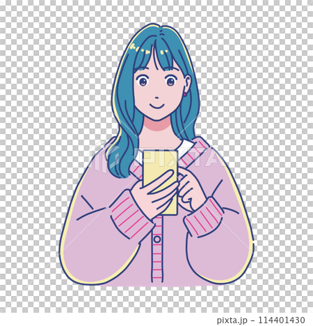 Anime-style girl using a smartphone 114401430