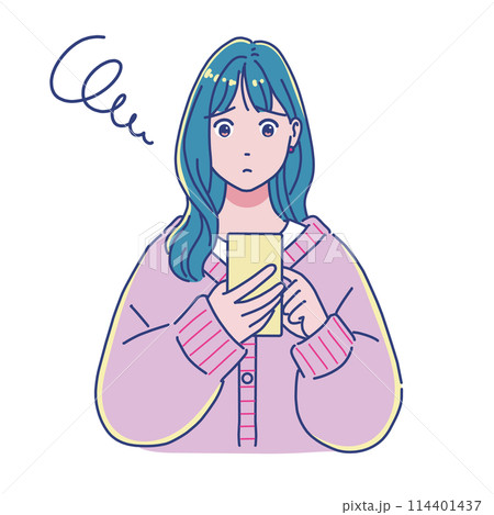 スマホを使うアニメ調の女の子 スマホを使うアニメ調の女の子 114401437