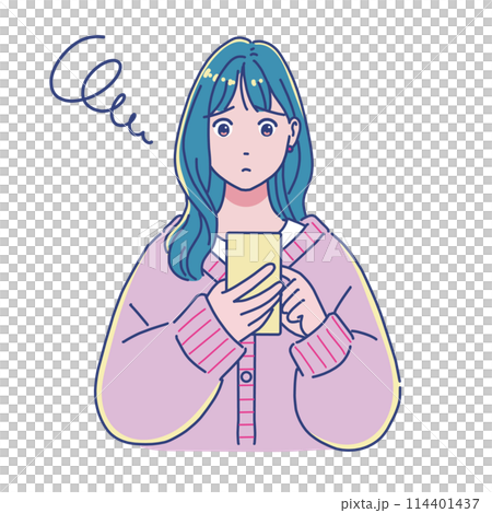 スマホを使うアニメ調の女の子 スマホを使うアニメ調の女の子 114401437