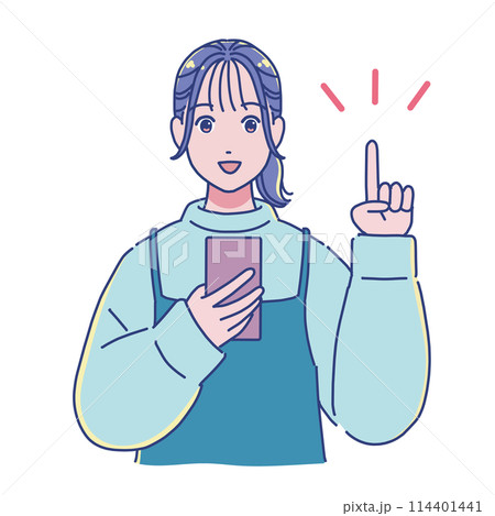 スマホを使うアニメ調の女の子 114401441