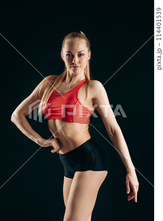 sexy beautiful blond girl is stylish clothes posing to the camera sexy beautiful blond girl is stylish clothes posing to the camera 114401539