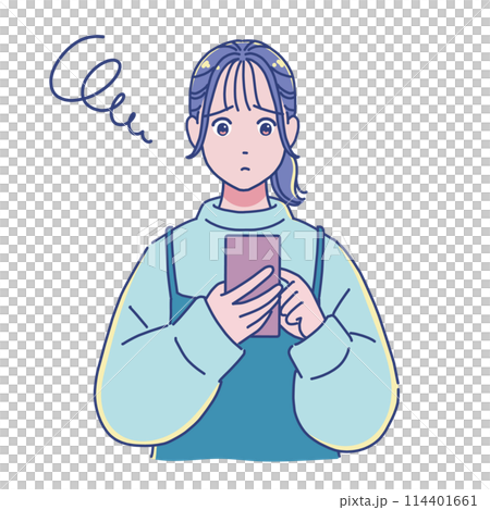 Anime-style girl using a smartphone 114401661