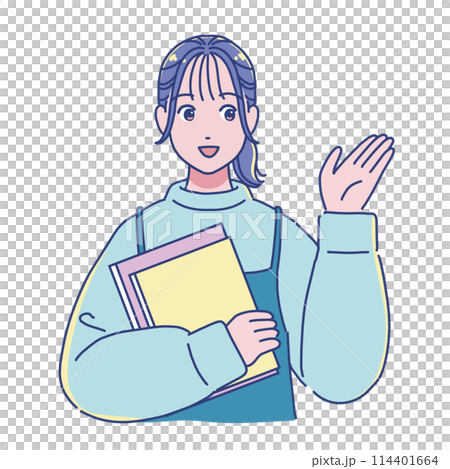 拿著書本指南的動漫風格女學生 114401664