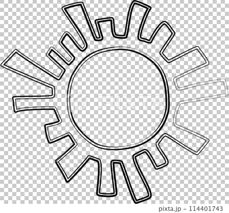 Hand painted sun, sun rays, sketch in cartoon...のイラスト素材 [114401743] - PIXTA