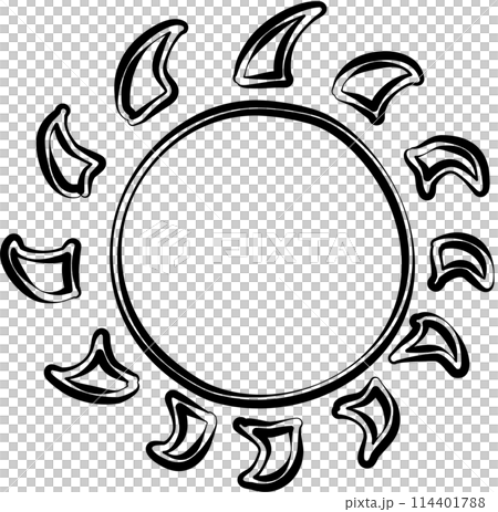 Hand painted sun, sun rays, sketch in cartoon style 114401788