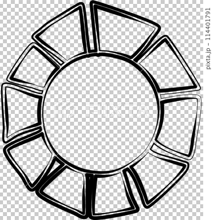 Hand painted sun, sun rays, sketch in cartoon style 114401791