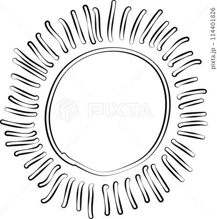 Hand painted sun, sun rays, sketch in cartoon...のイラスト素材 [114401826] - PIXTA