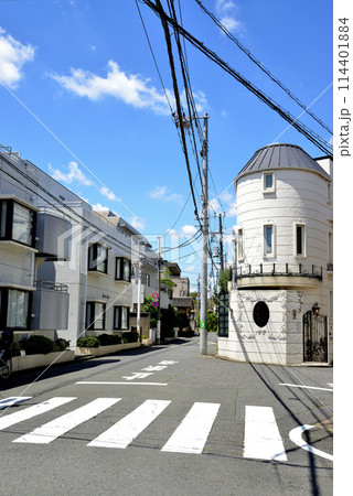 東京 代々木上原駅周辺の閑静な高級住宅街の風景 東京 代々木上原駅周辺の閑静な高級住宅街の風景 114401884