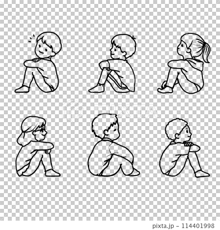 Various children having fun sitting on the floor 114401998