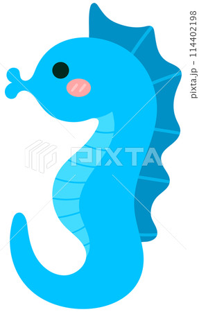 Kids hand drawn cute summer elements set seahorse 114402198