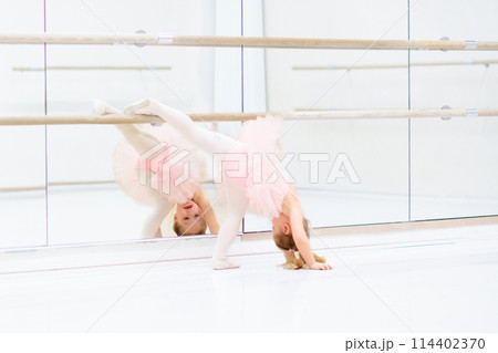Little ballerina at ballet class 114402370