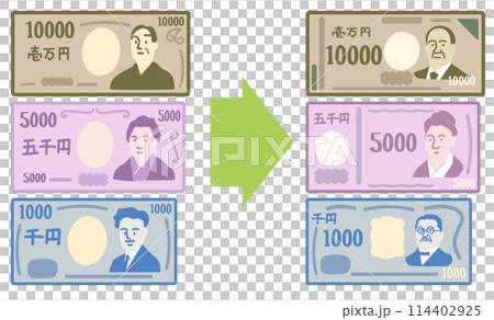 2024年改訂の日本の新札・紙幣改訂 2024年改訂の日本の新札・紙幣改訂 114402925