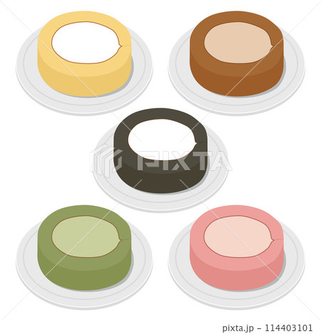 ロールケーキのイラストセット 114403101