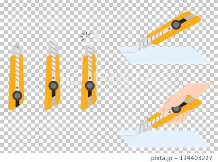Cutter knife illustration set Cutter knife illustration set 114403227