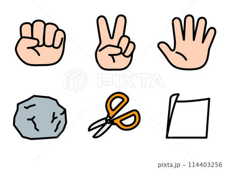 じゃんけんの手とモチーフ じゃんけんの手とモチーフ 114403256