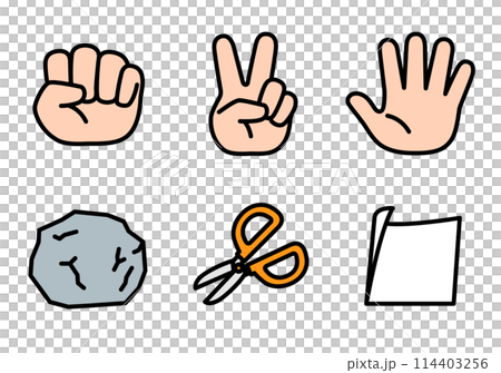 じゃんけんの手とモチーフ じゃんけんの手とモチーフ 114403256