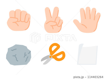 じゃんけんの手とモチーフ じゃんけんの手とモチーフ 114403264