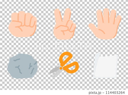 じゃんけんの手とモチーフ じゃんけんの手とモチーフ 114403264