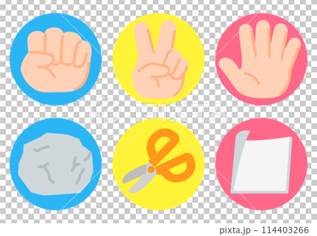 じゃんけんの手とモチーフ じゃんけんの手とモチーフ 114403266