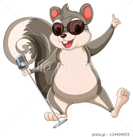 Cheerful Squirrel Singing with Microphone Cheerful Squirrel Singing with Microphone 114404055
