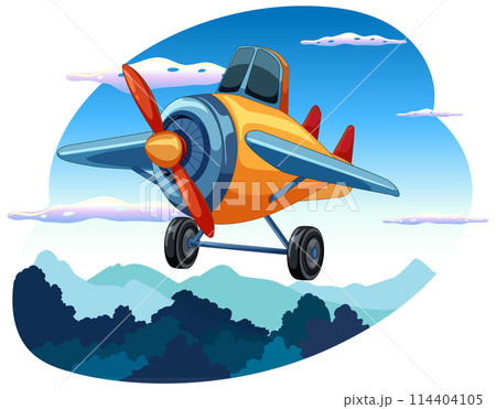 Colorful Plane Flying Over Mountains 114404105