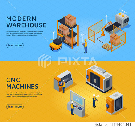 Smart industry banners in isometric view 114404341