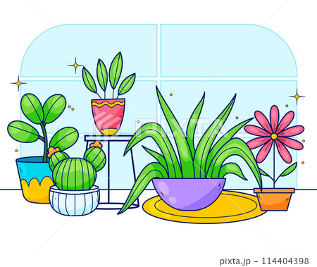 Flat cartoon hand drawn doodle composition 114404398