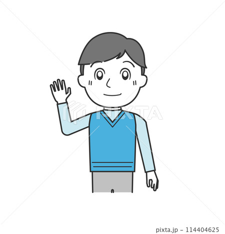こちらポーズの人物・上半身・男性A 114404625