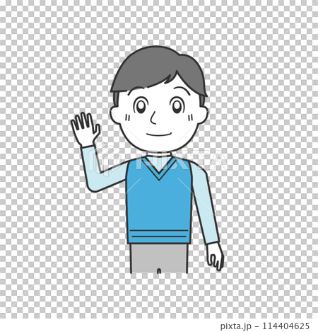 こちらポーズの人物・上半身・男性A 114404625