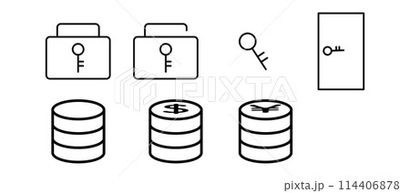 鍵　コイン　アイコン素材セット 114406878