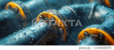 Background of the wall with pipeline. Industrial concept. 114406979