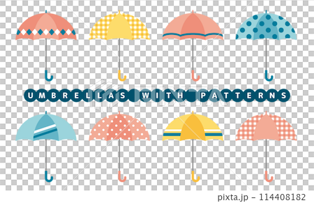 Colorful cute umbrella illustration set 114408182