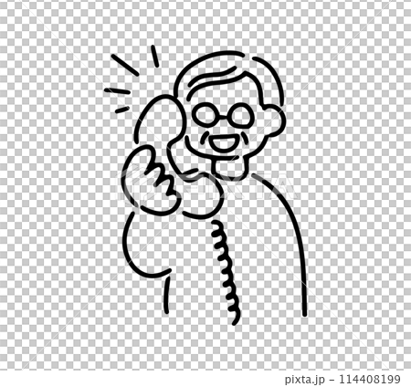 Illustration of a senior man making a phone call Illustration of a senior man making a phone call 114408199