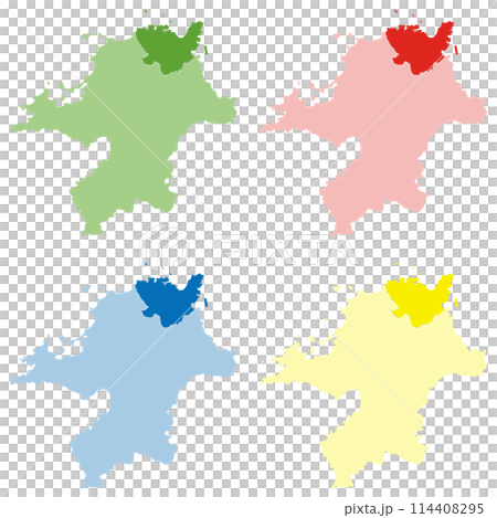 Separable Fukuoka Prefecture map with Kitakyushu City highlighted, set Separable Fukuoka Prefecture map with Kitakyushu City highlighted, set 114408295