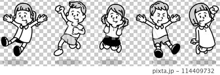 Illustration of jumping children Illustration of jumping children 114409732