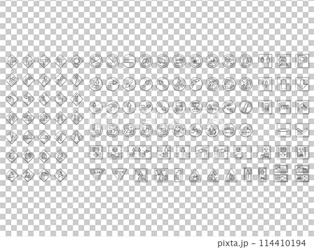 筆書き標識の線画アイコンセット 114410194