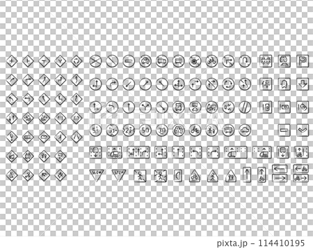 ミニ標識の筆書きアイコンセット 114410195